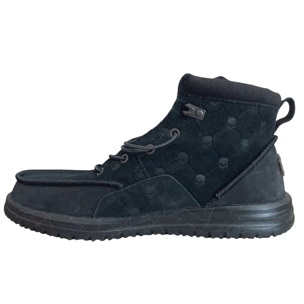 Jelly Roll x Hey Dude Leather Boots Bradley Black Skull Print Mens Sz 12